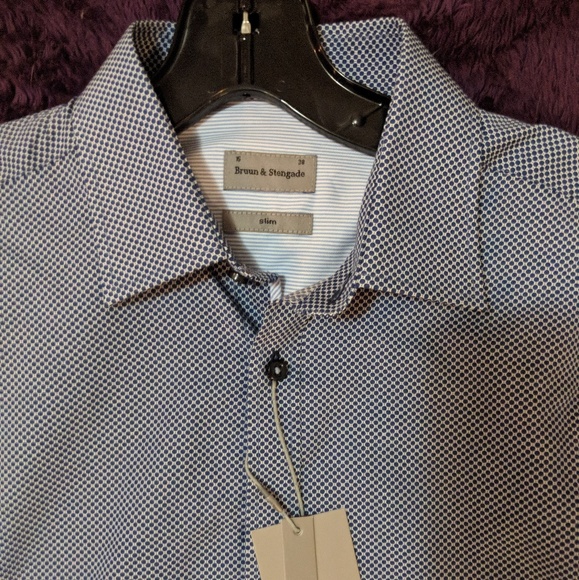 NWT Bruun & Stengade Slim Fit Dress Shirt size 38 - Picture 1 of 3